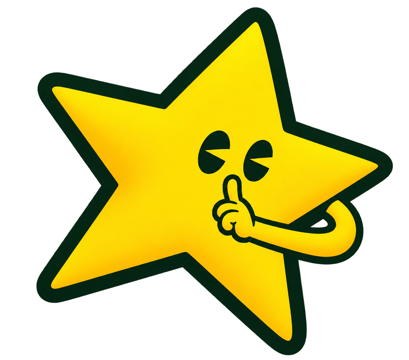 Starry looks to the side and makes a shushing gesture.